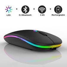 Rechargeable RGB Mouse Dual Mode Rechargeable Wireless Mouse Bluetooth
