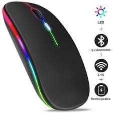Rechargeable RGB Mouse Dual Mode Rechargeable Wireless Mouse Bluetooth